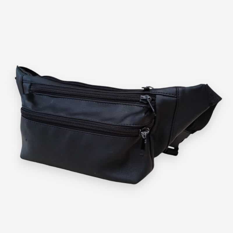 fekete övtáska textilbőrből