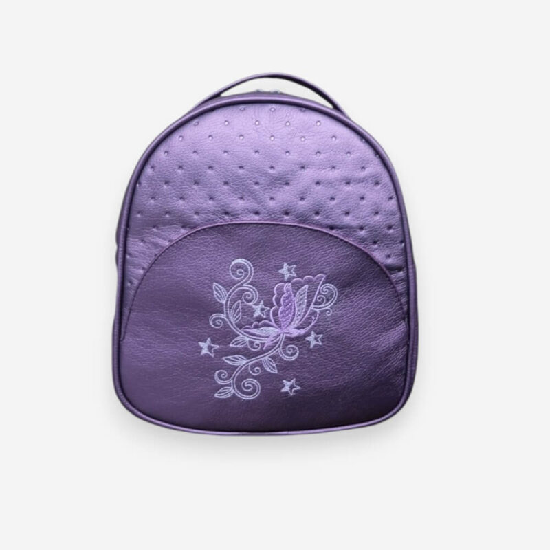 hímzett egyterű kisméretű hátizsák padlizsán